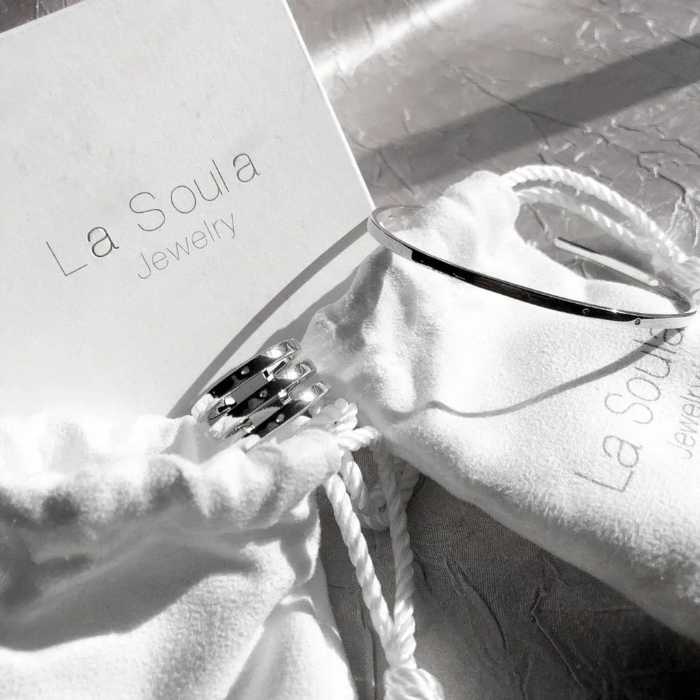 La Soula Diamond Cuff‎ Bracelet (.009 carat) & Triple Ring (.015 carat)